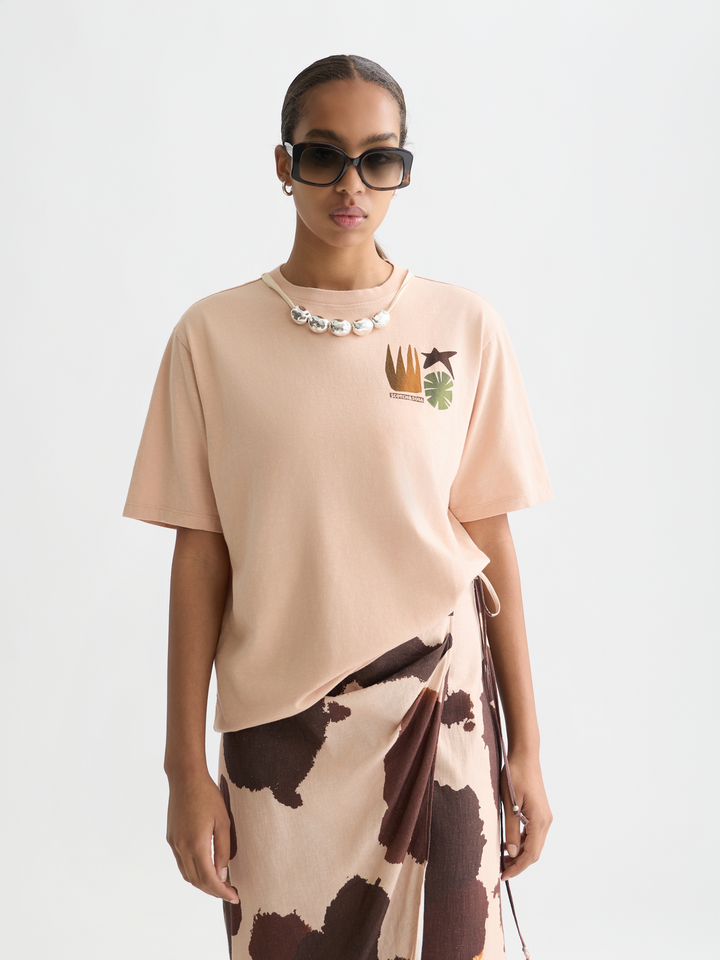 Front back artwork loose-fit T-shirt