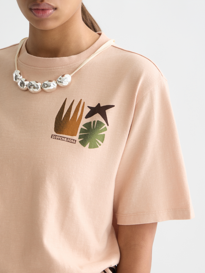 Front back artwork loose-fit T-shirt