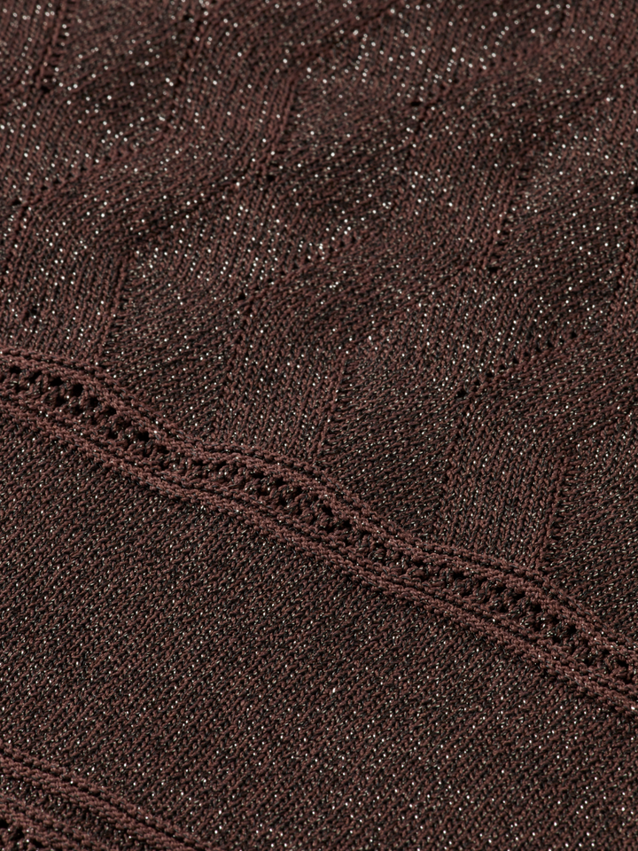 Metallic pointelle pullover