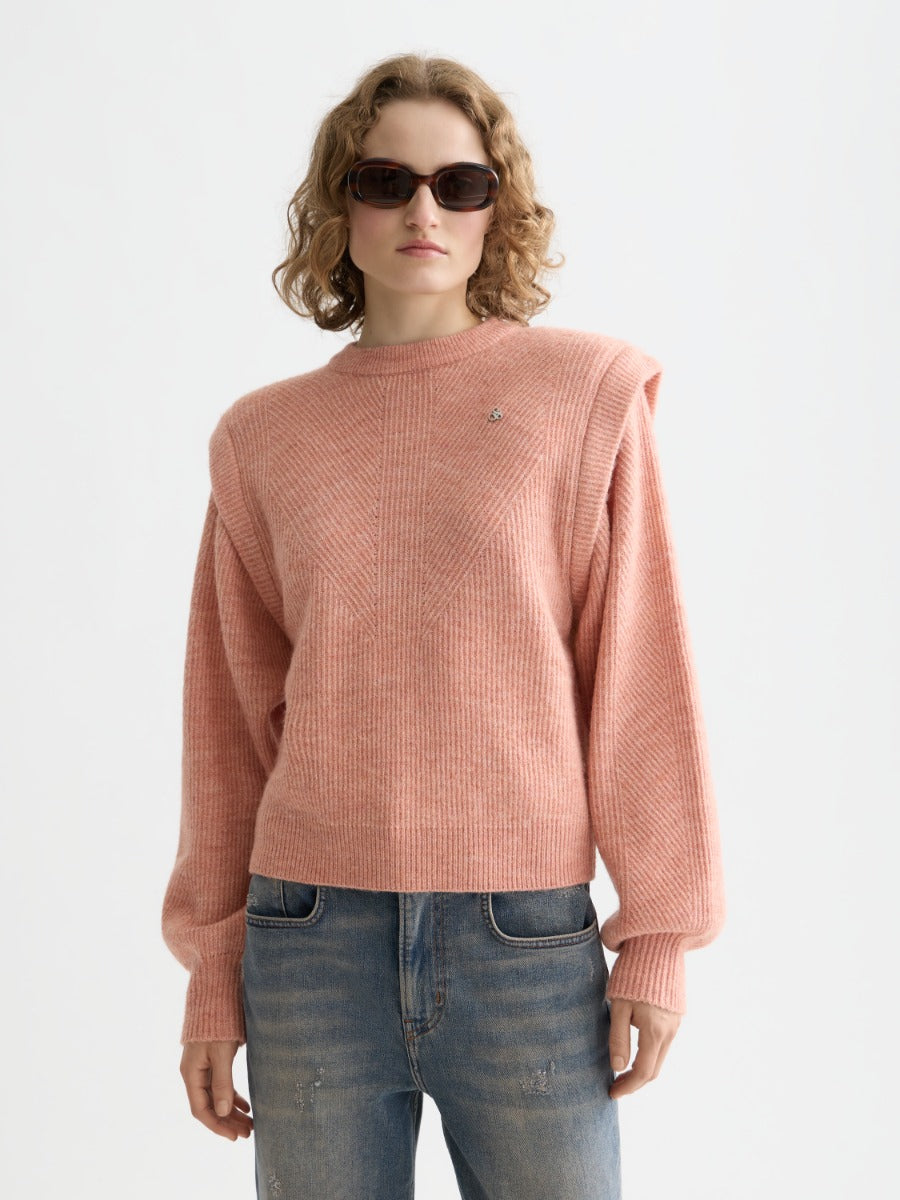 Shoulder detail crew neck pullover