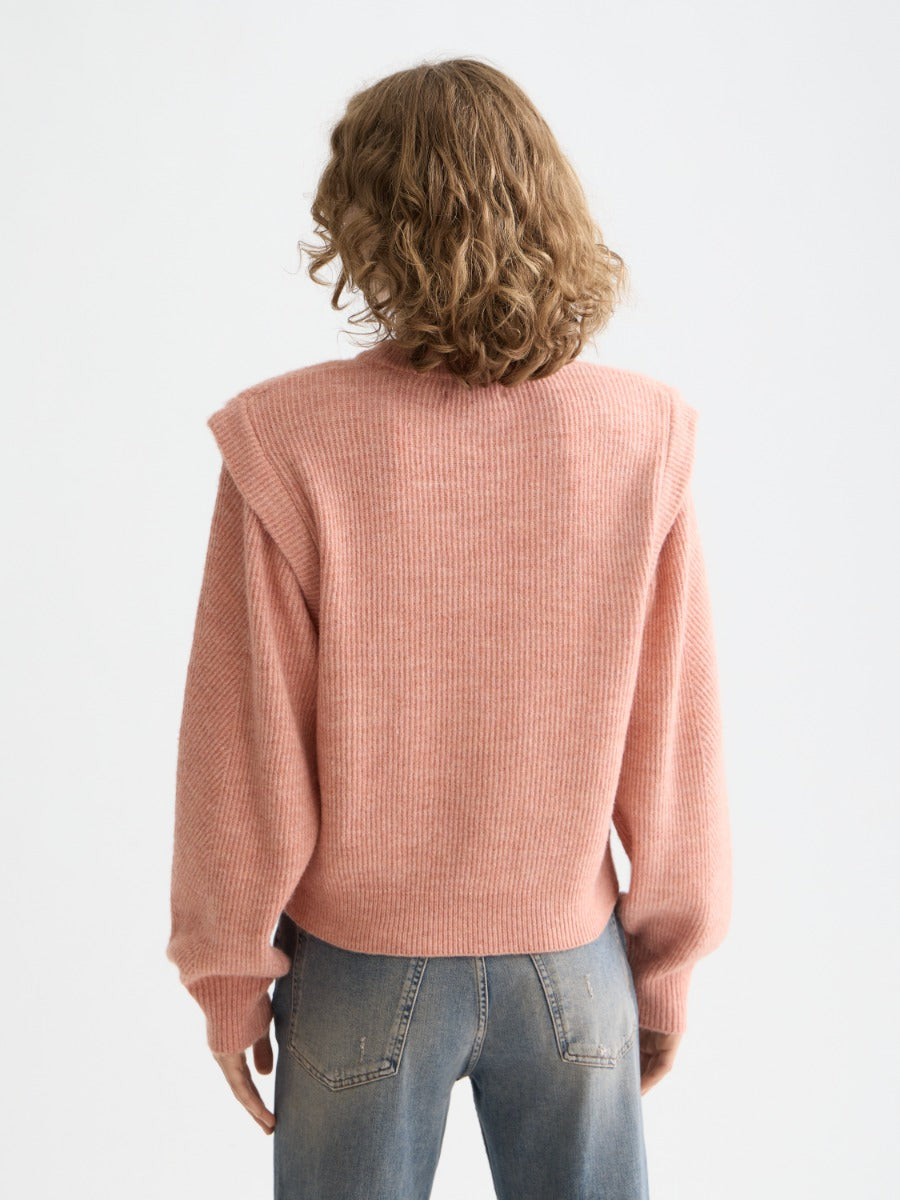 Shoulder detail crew neck pullover
