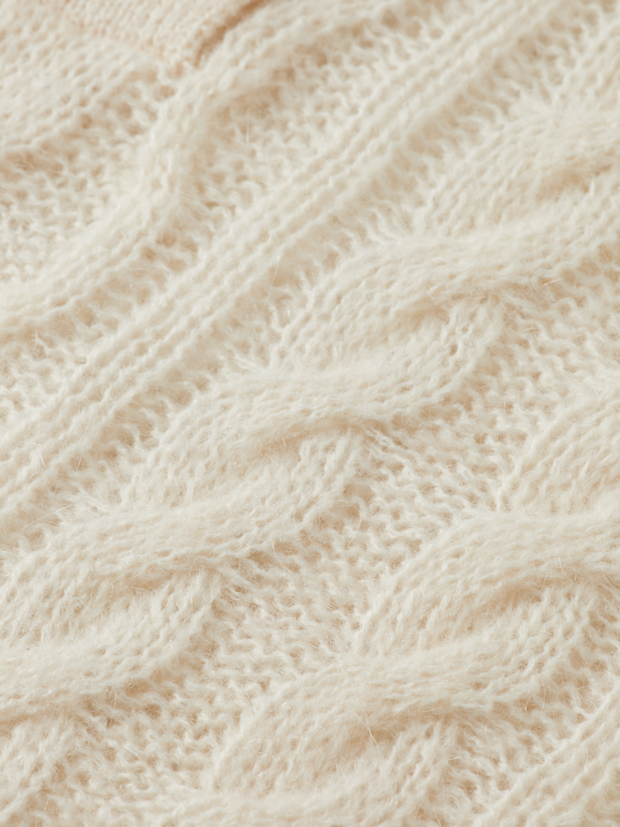 Cable stitch polo neck pullover