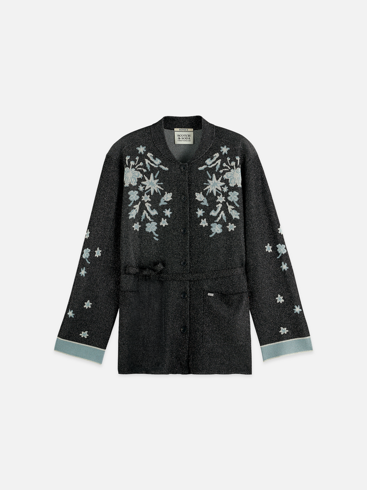 40 Years Jacquard Belted Knitted Jacket