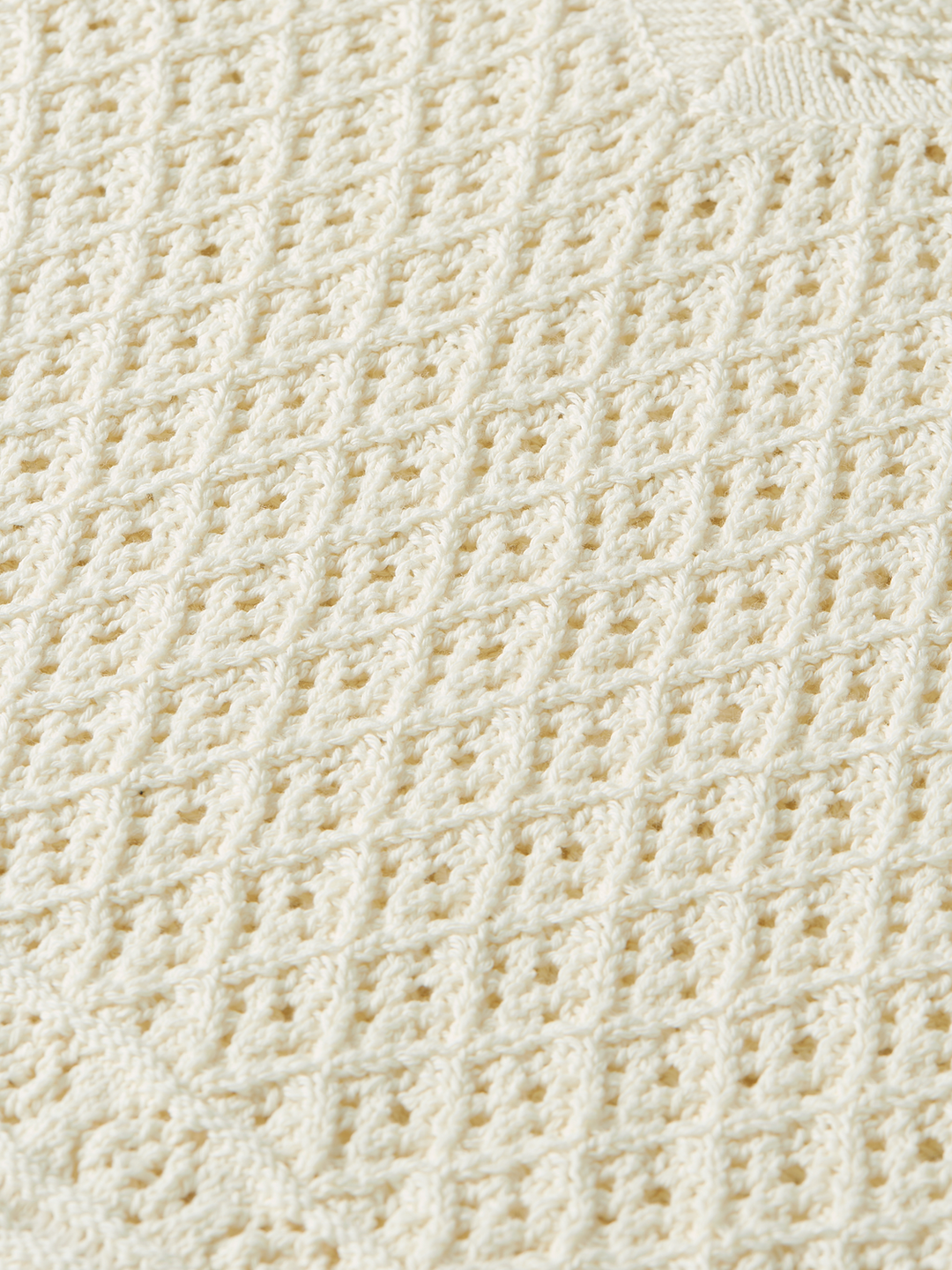 Pointelle stitch V neck pullover