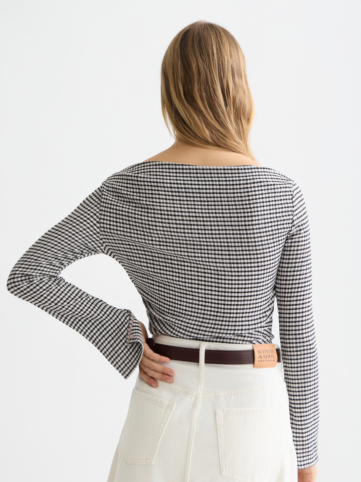 Drapey gingham long sleeve T-shirt