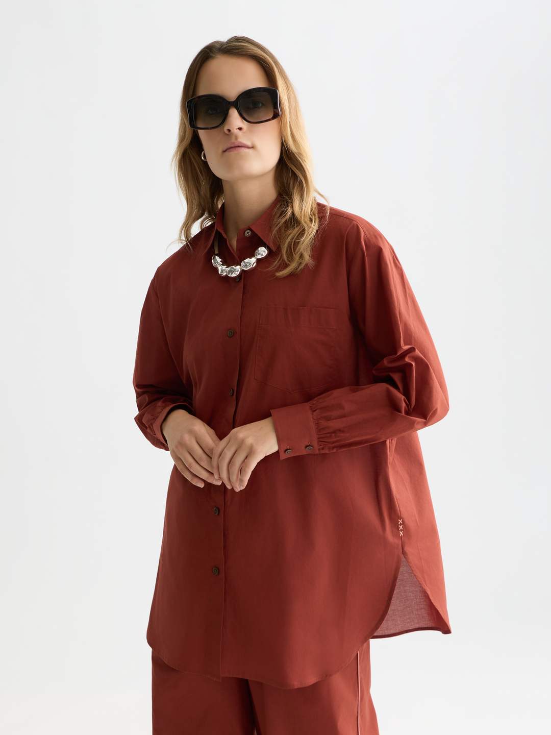 Cotton voile oversized shirt