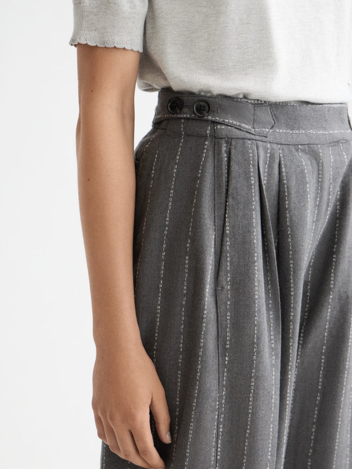 Quinn pinstripe mid-rise pleat front wide leg pant