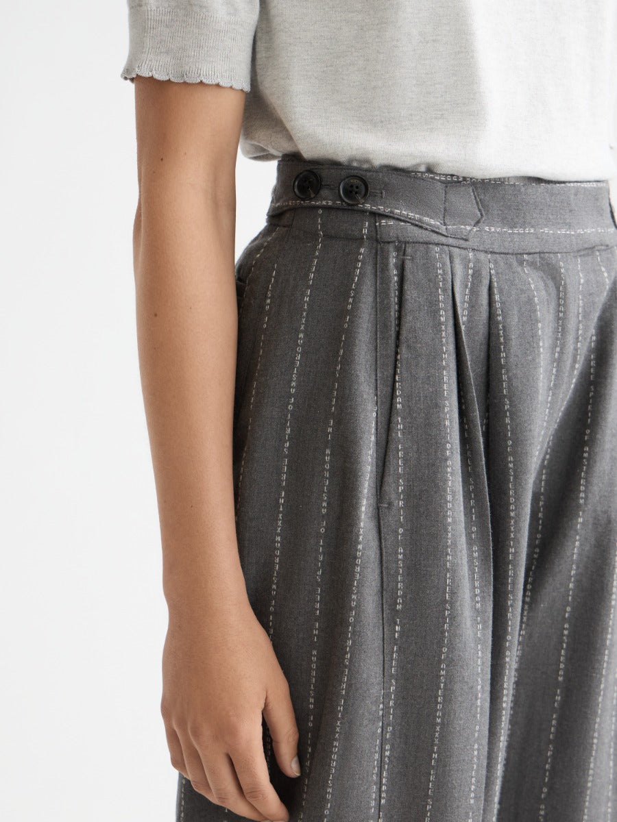 Quinn pinstripe mid-rise pleat front wide leg pant