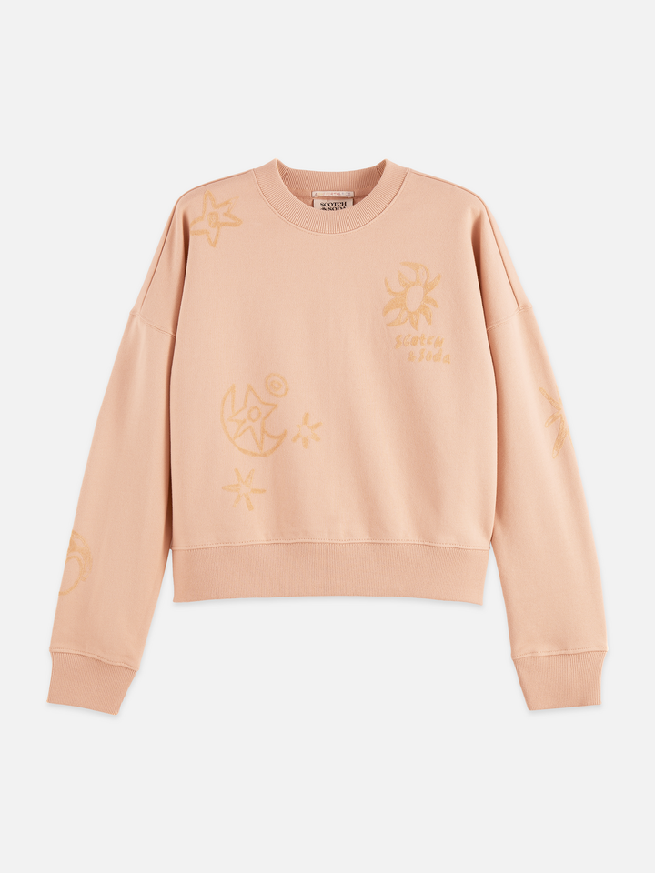 Relaxed Fit Sweatshirt With Flock Print