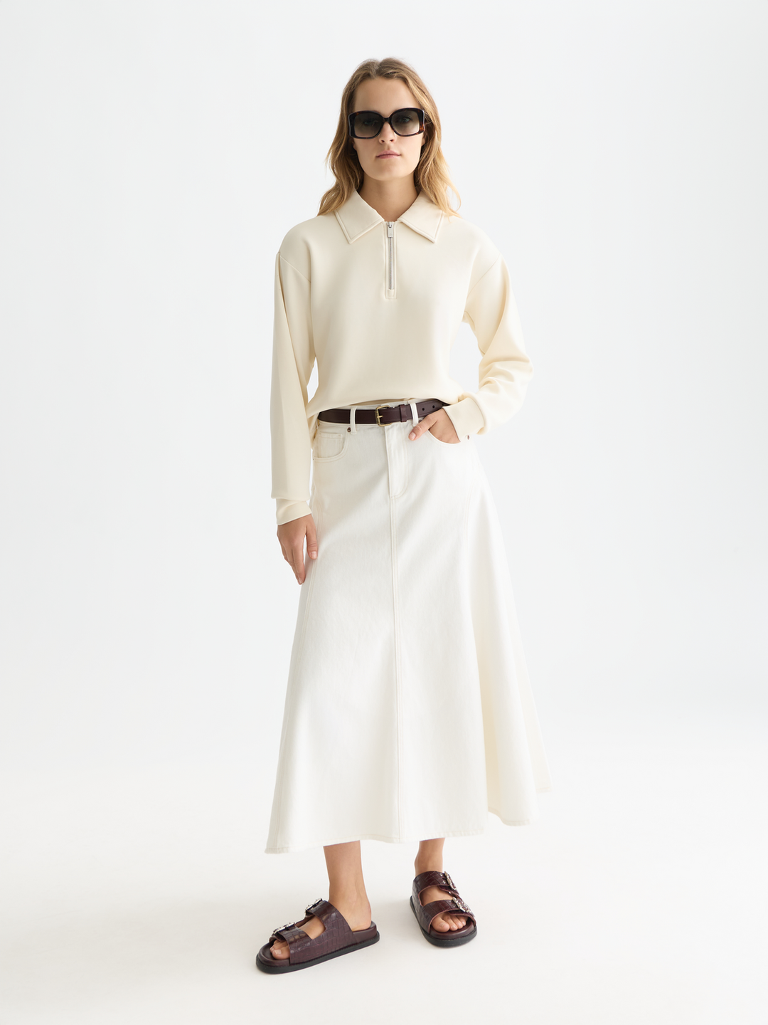 Zip through tencel sweatshirt