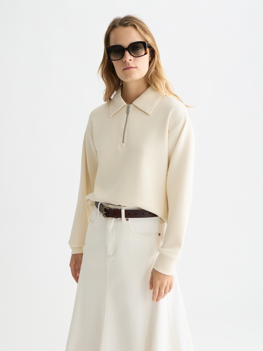 Zip through tencel sweatshirt