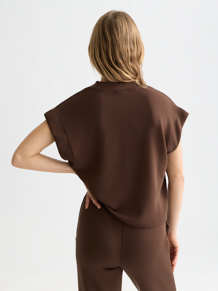 Tencel V-neck shortsleeved sweatshirt