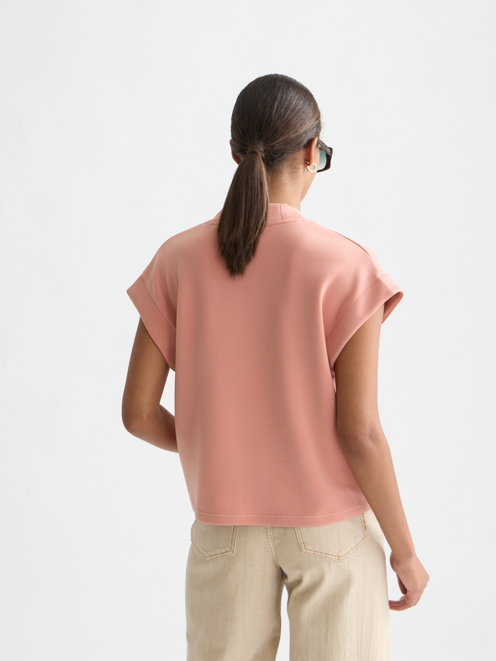 Tencel V-neck shortsleeved sweatshirt