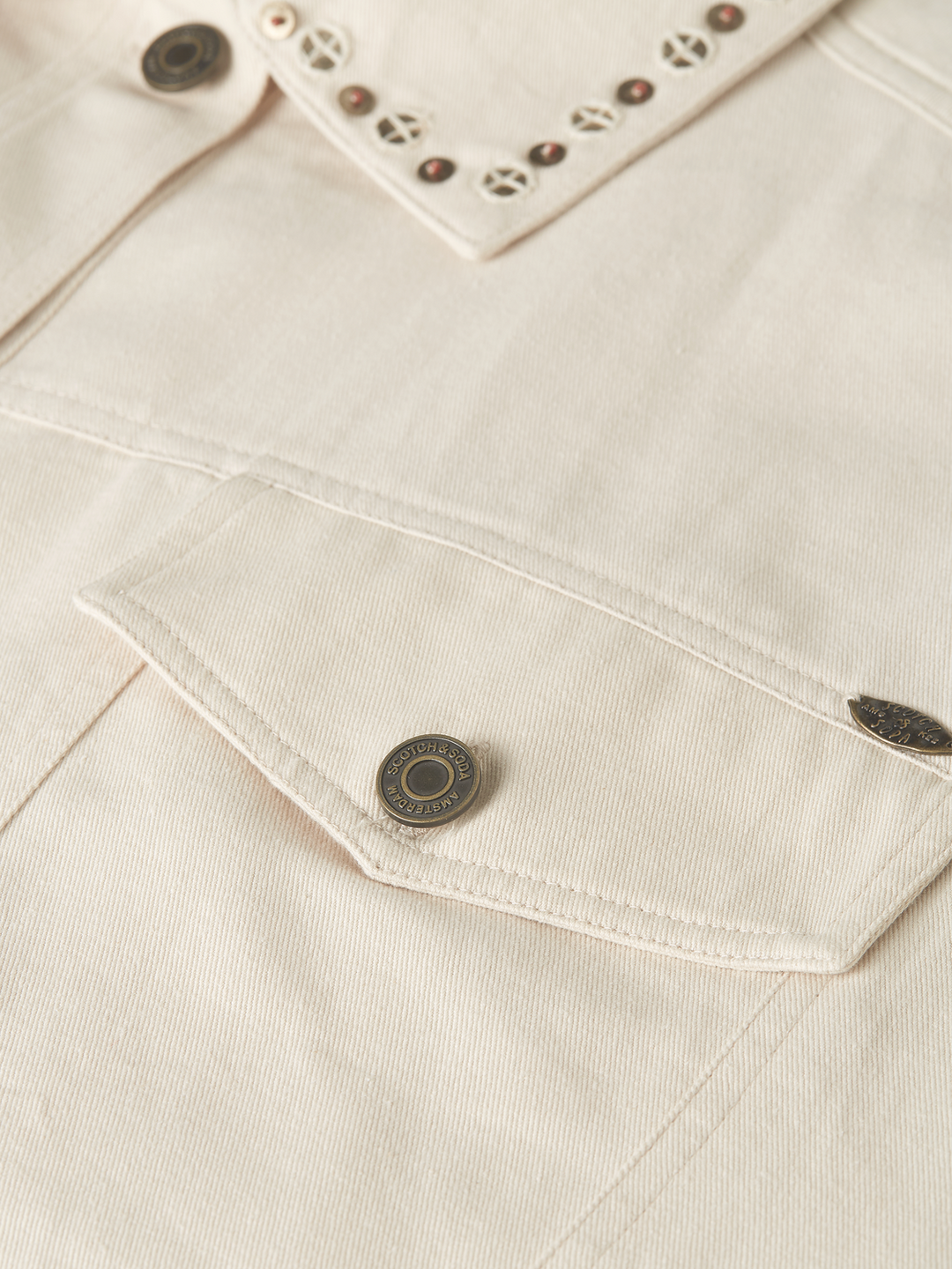 Embellished cotton trucker