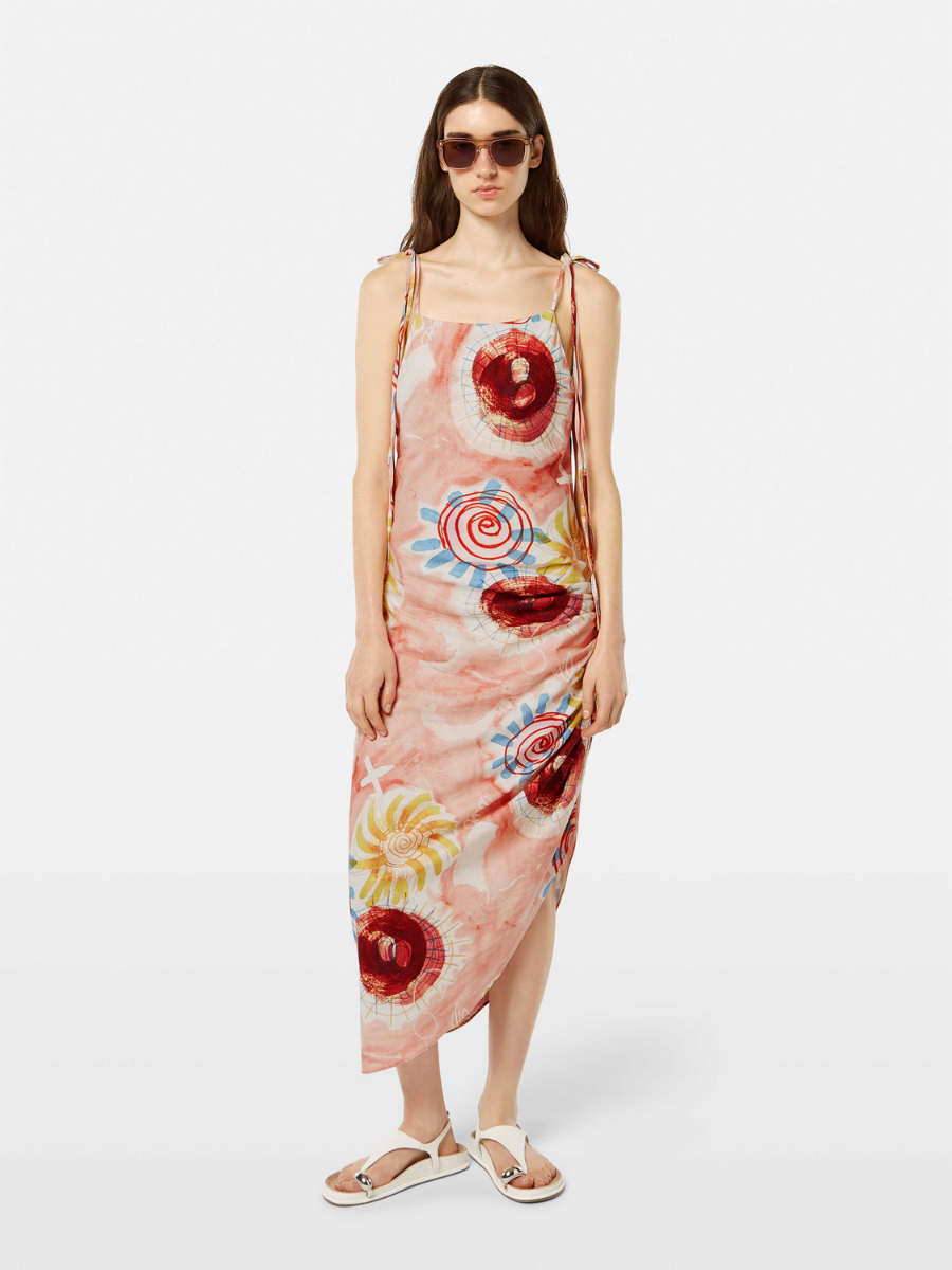 Linen Viscose printed midi dress