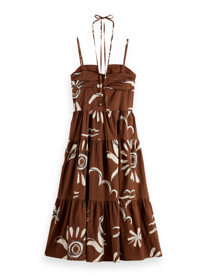 Cotton seersucker midi dress