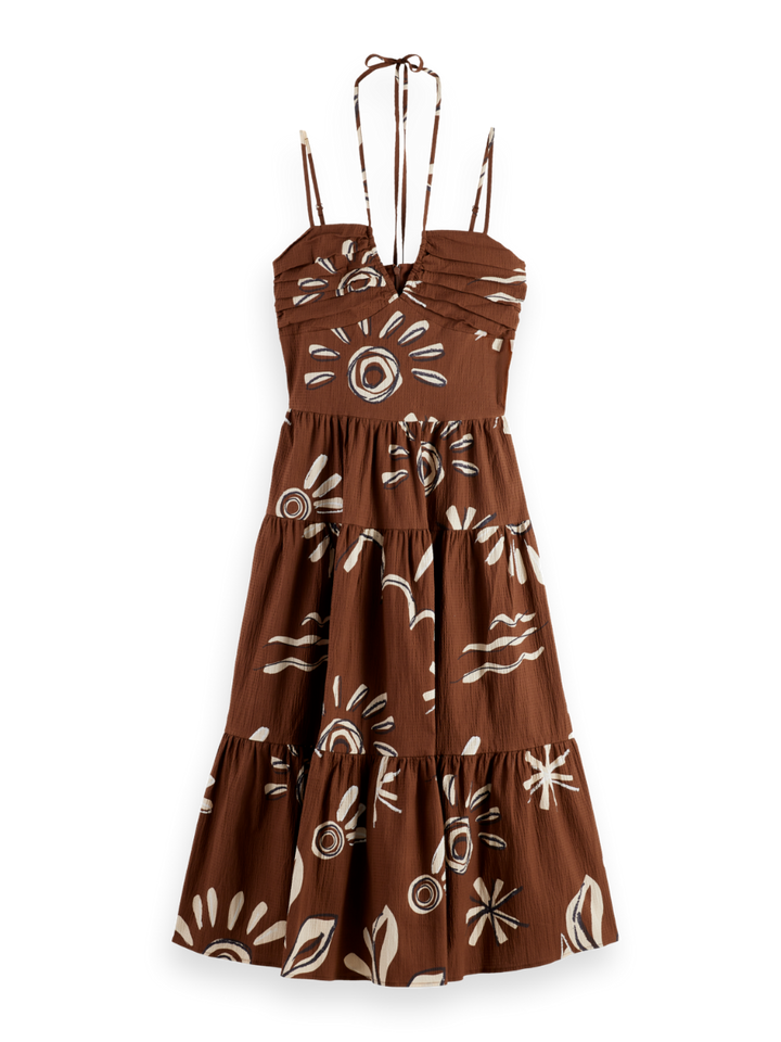 Cotton seersucker midi dress