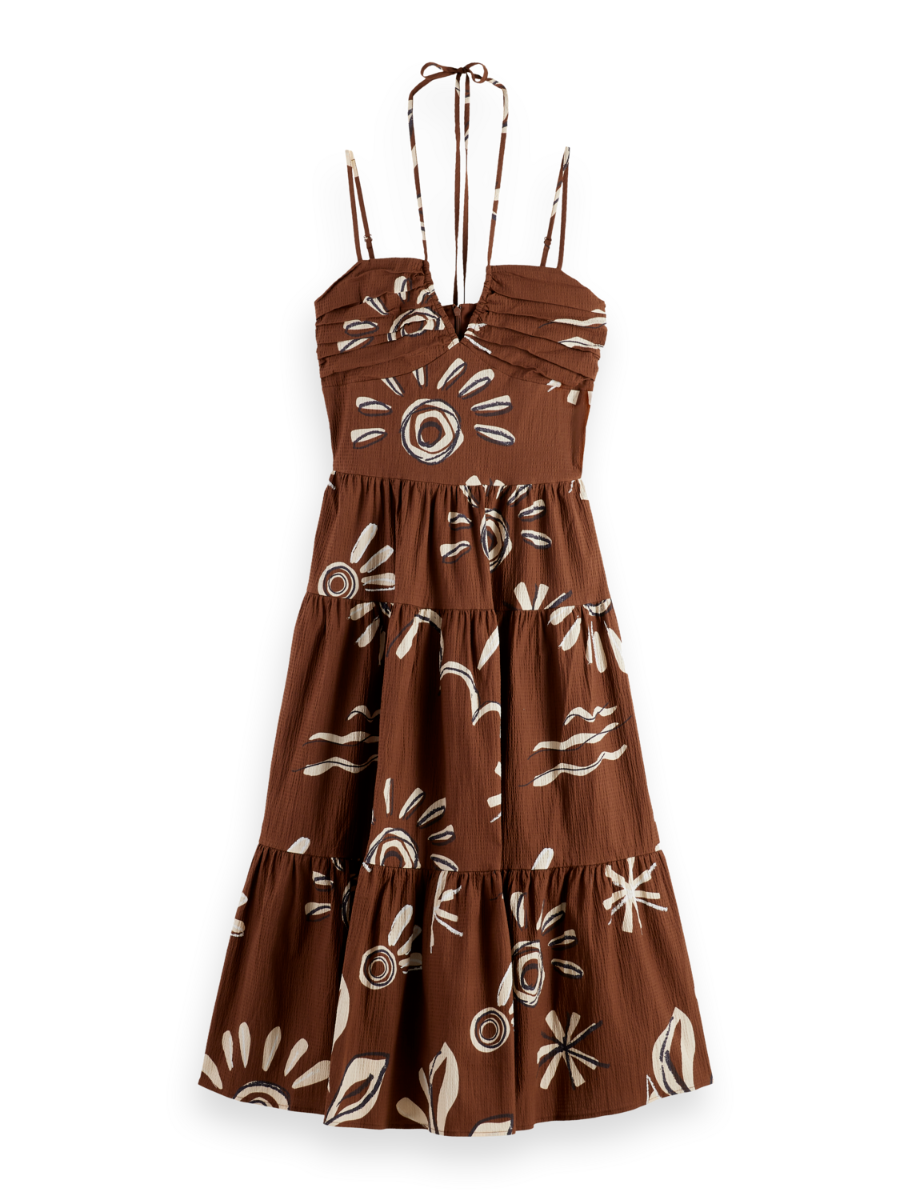 Cotton seersucker midi dress