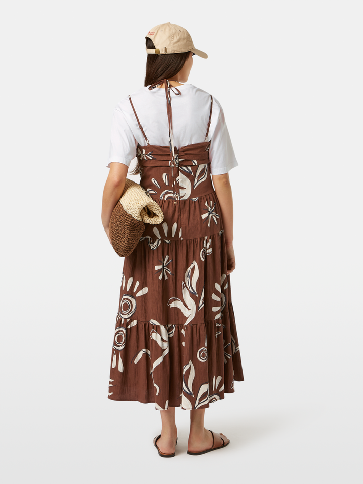 Cotton seersucker midi dress