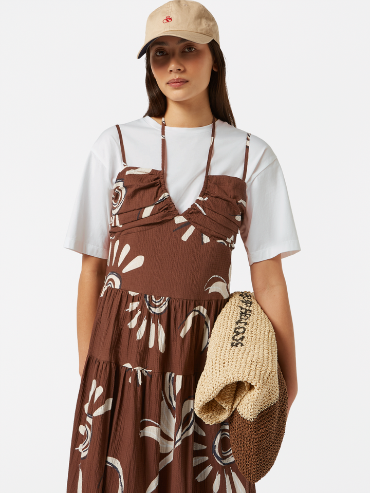Cotton seersucker midi dress