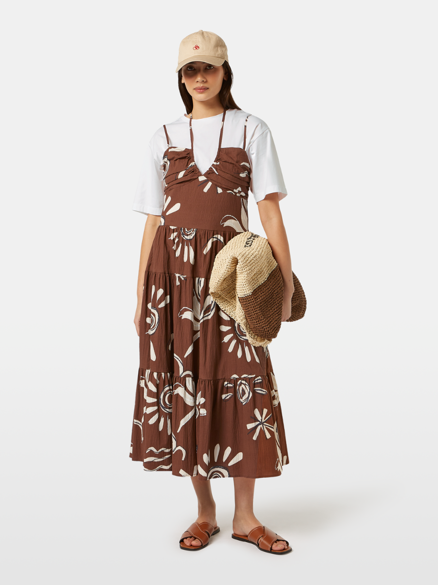 Cotton seersucker midi dress