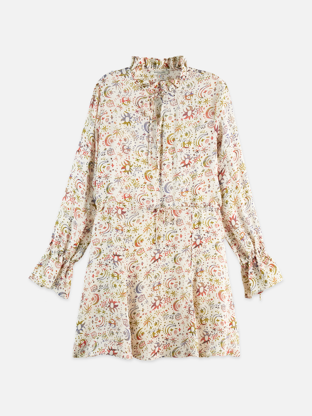 Printed Long Sleeve Mini Dress