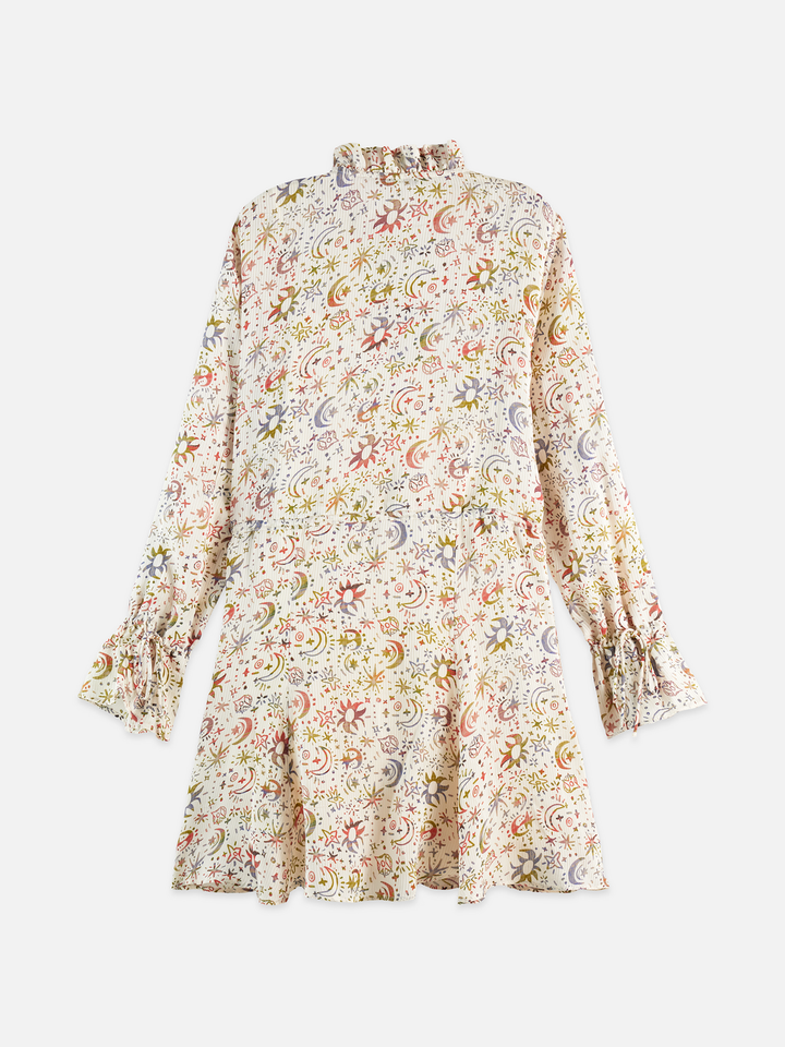 Printed Long Sleeve Mini Dress