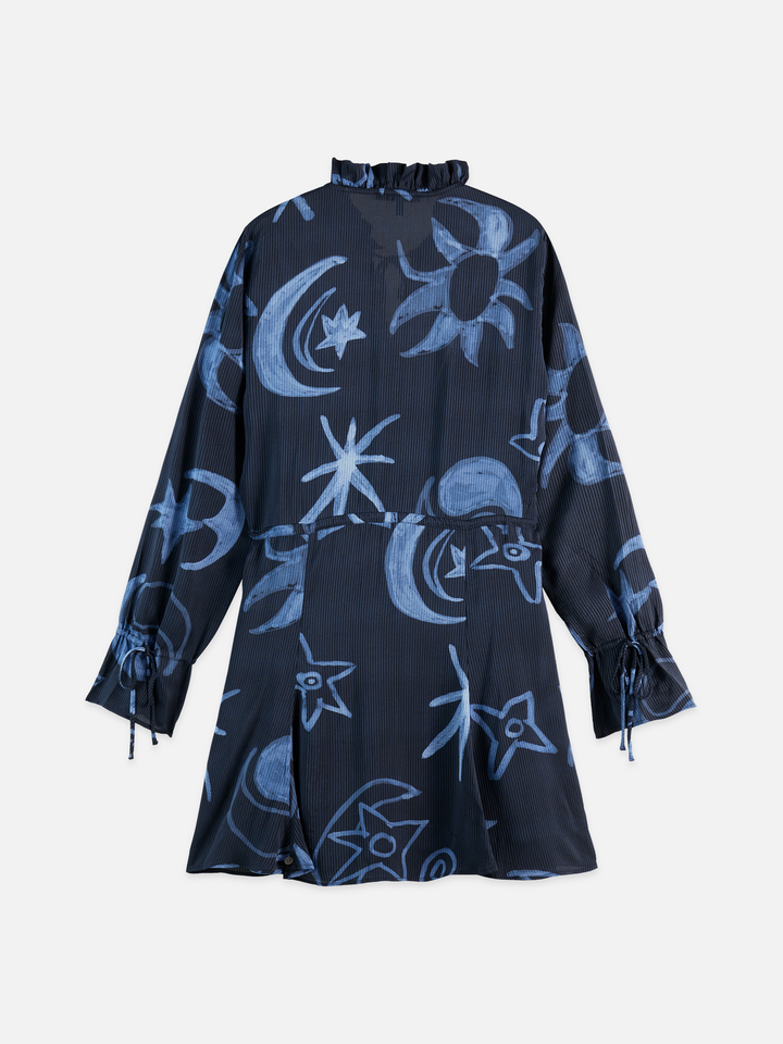 Printed Long Sleeve Mini Dress