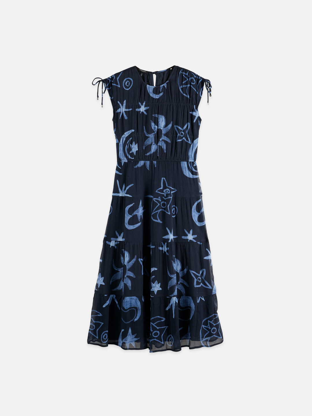 Gathered Midi Dress With Ties