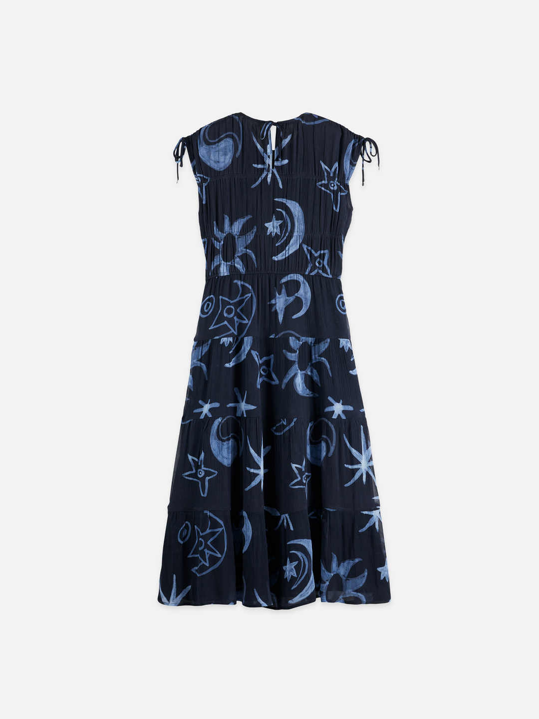 Gathered Midi Dress With Ties