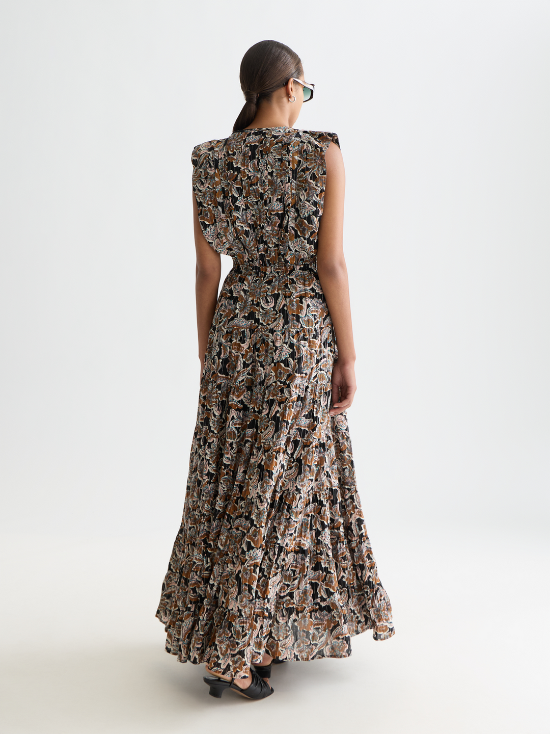 Printed tiered maxi dress
