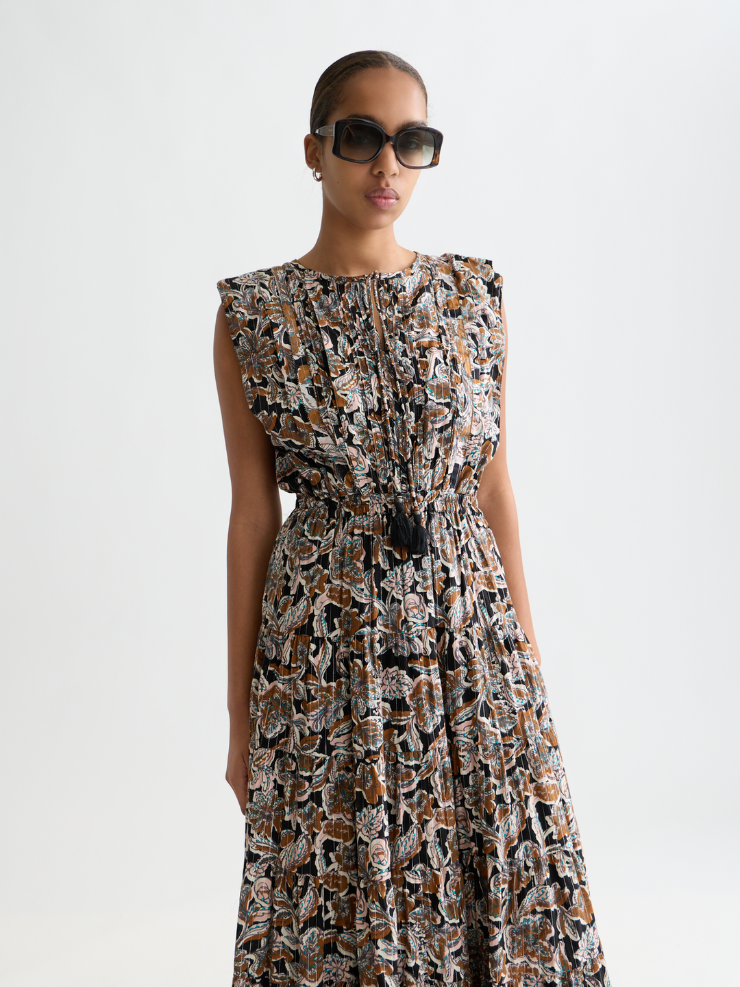 Printed tiered maxi dress