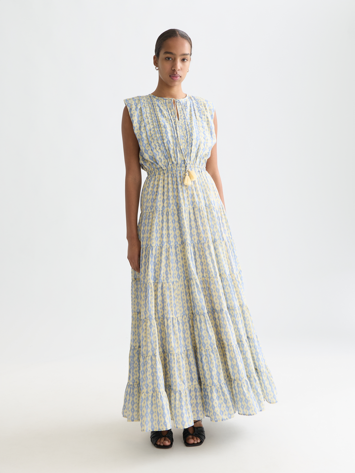 Printed tiered maxi dress
