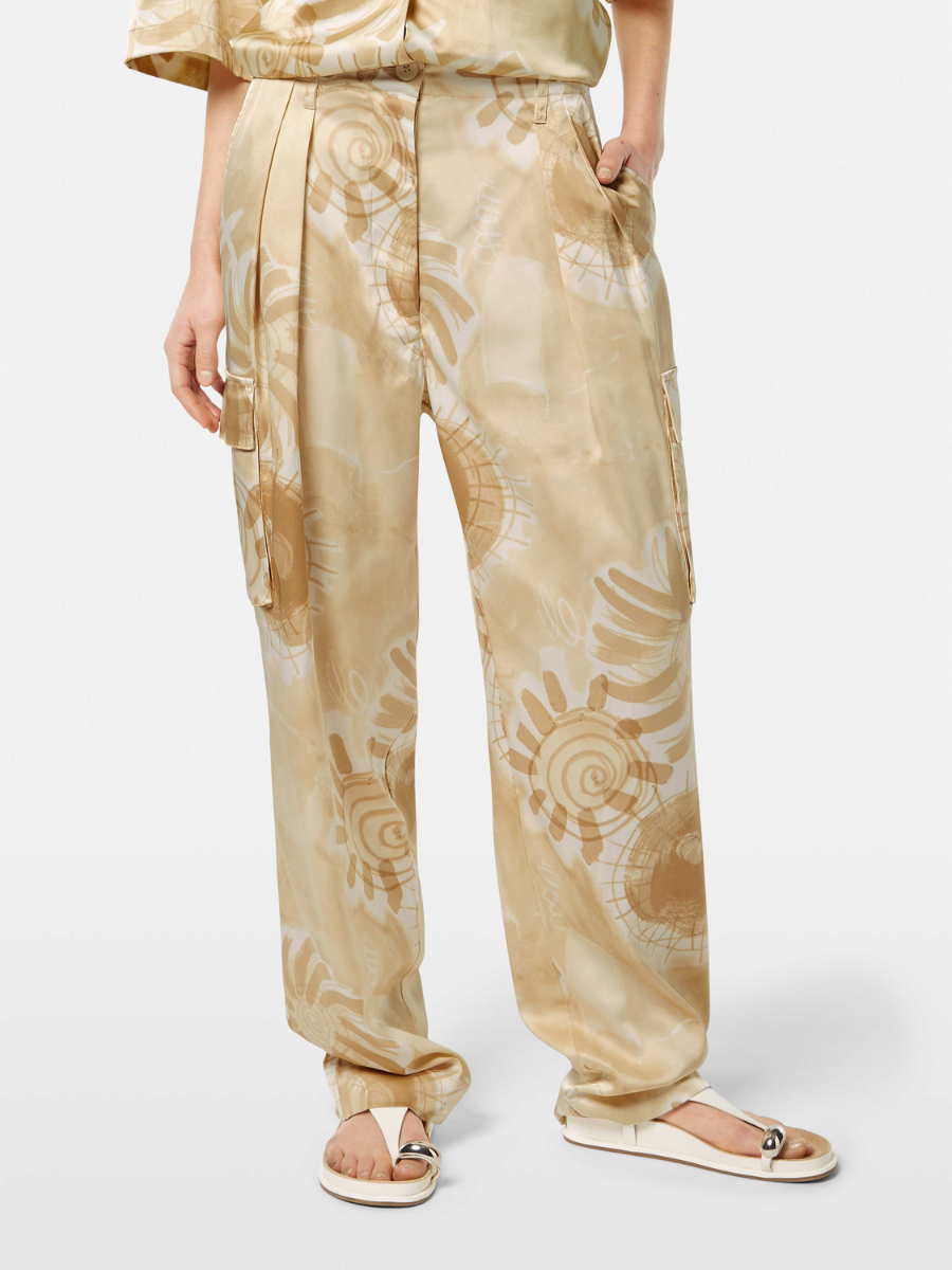Faye high-rise tapered leg satin printed pant