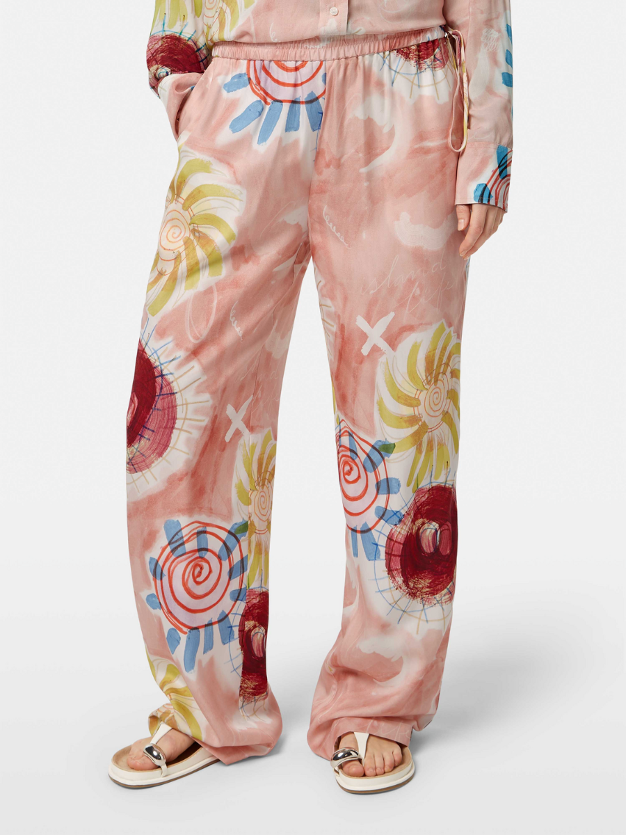 Gia - Mid rise wide leg elasticated trousers