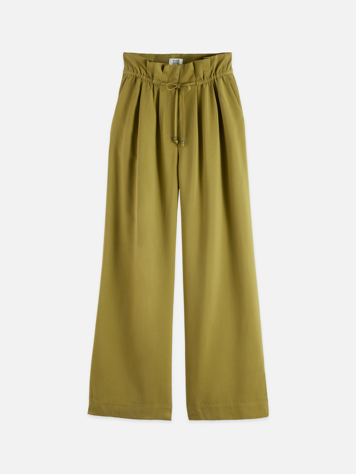 June - High Rise Wide Leg Twill Paperbag Pants