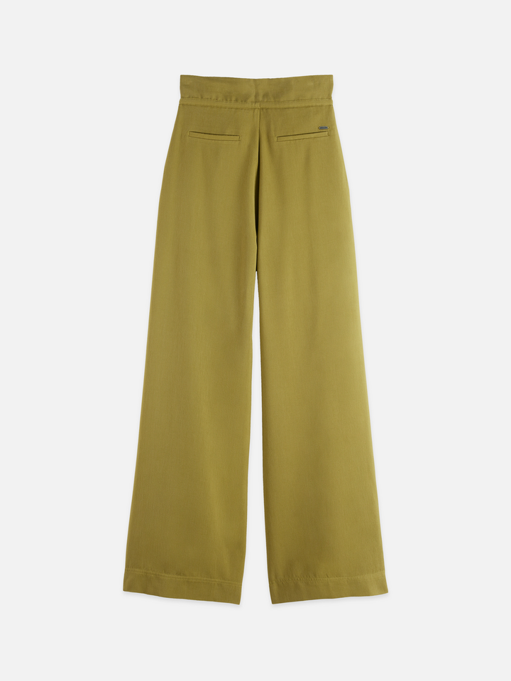 June - High Rise Wide Leg Twill Paperbag Pants