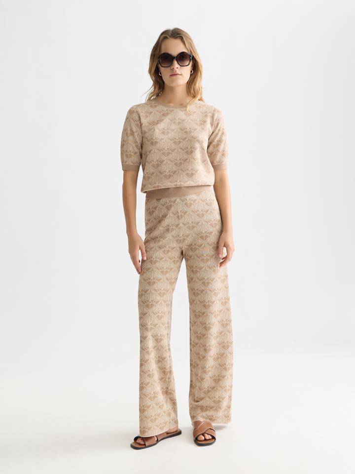 Monogram jacquard knitted trousers