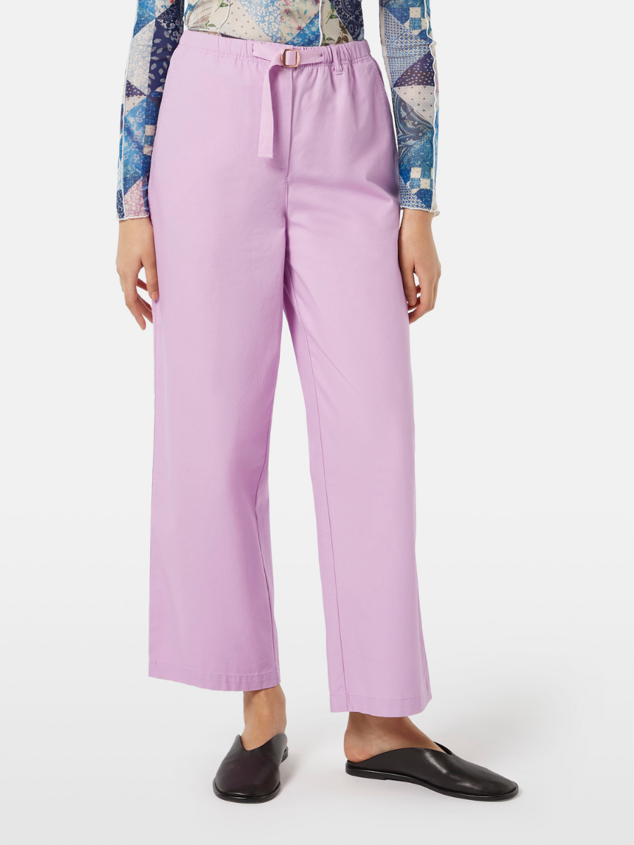 

Ezra high-rise wide-leg belted pant, Light iris pink