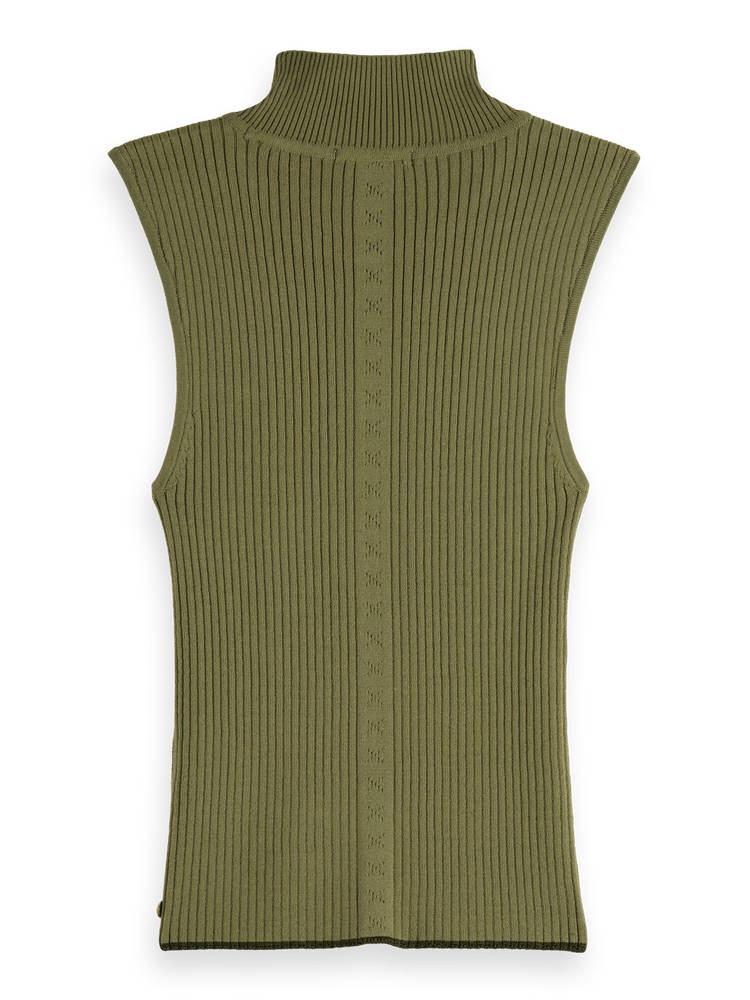 

Ribbed knitted tank, Washed military