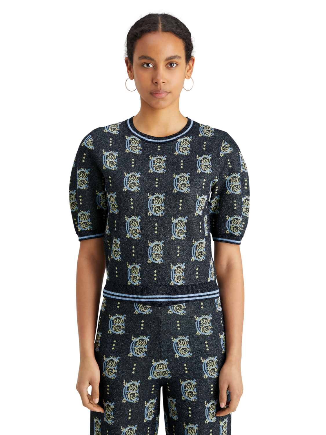 

Jacquard Cropped Pullover, Night