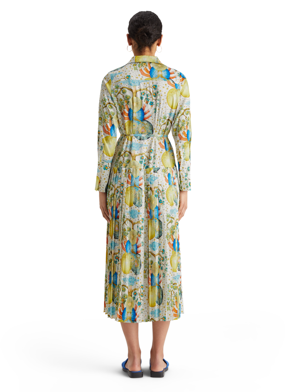 

Maxi Pleated Dress Embassy Print, Journey of the free mind blue