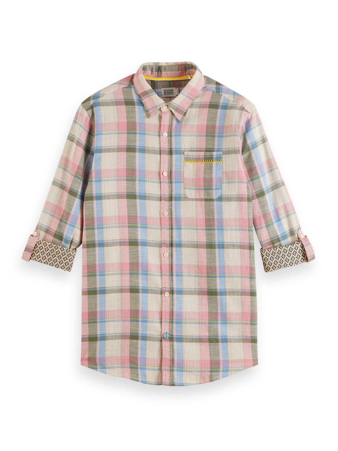 

Yarn Dye Check Roll Up Shirt, Emerald