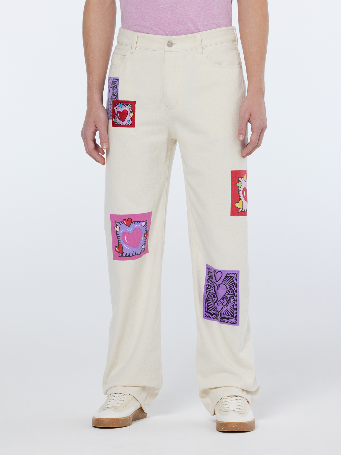 

Burton Morris unisex straight leg jeans — Ecru Love