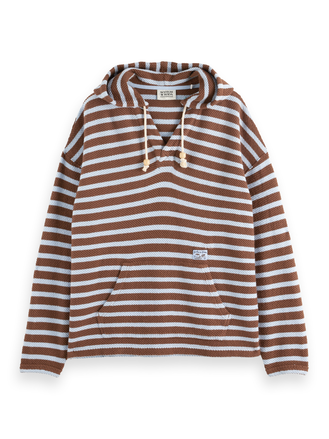 

Loose fit striped slub terry hoodie, Cold brew stripe