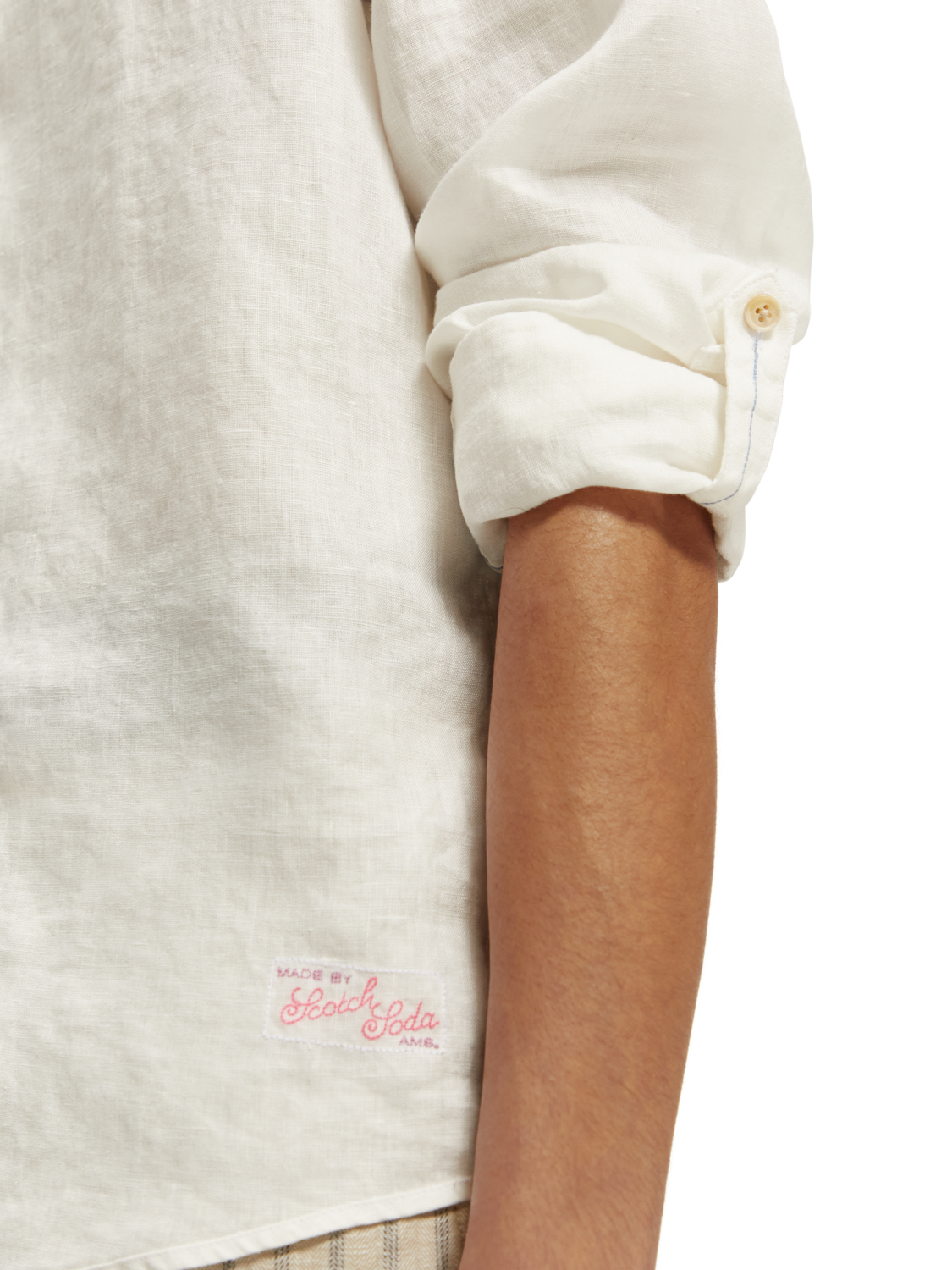 

Linen shirt with sleeve adjustments, White