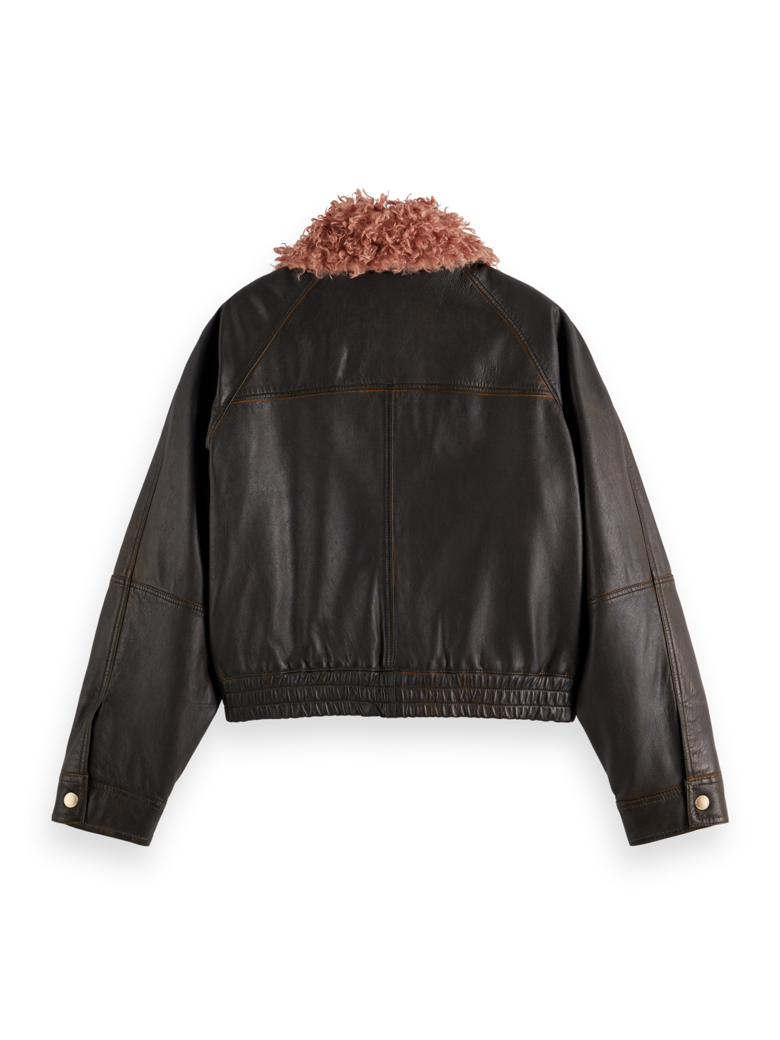 

Teddy Collar Leather Jacket, Brown aged leather