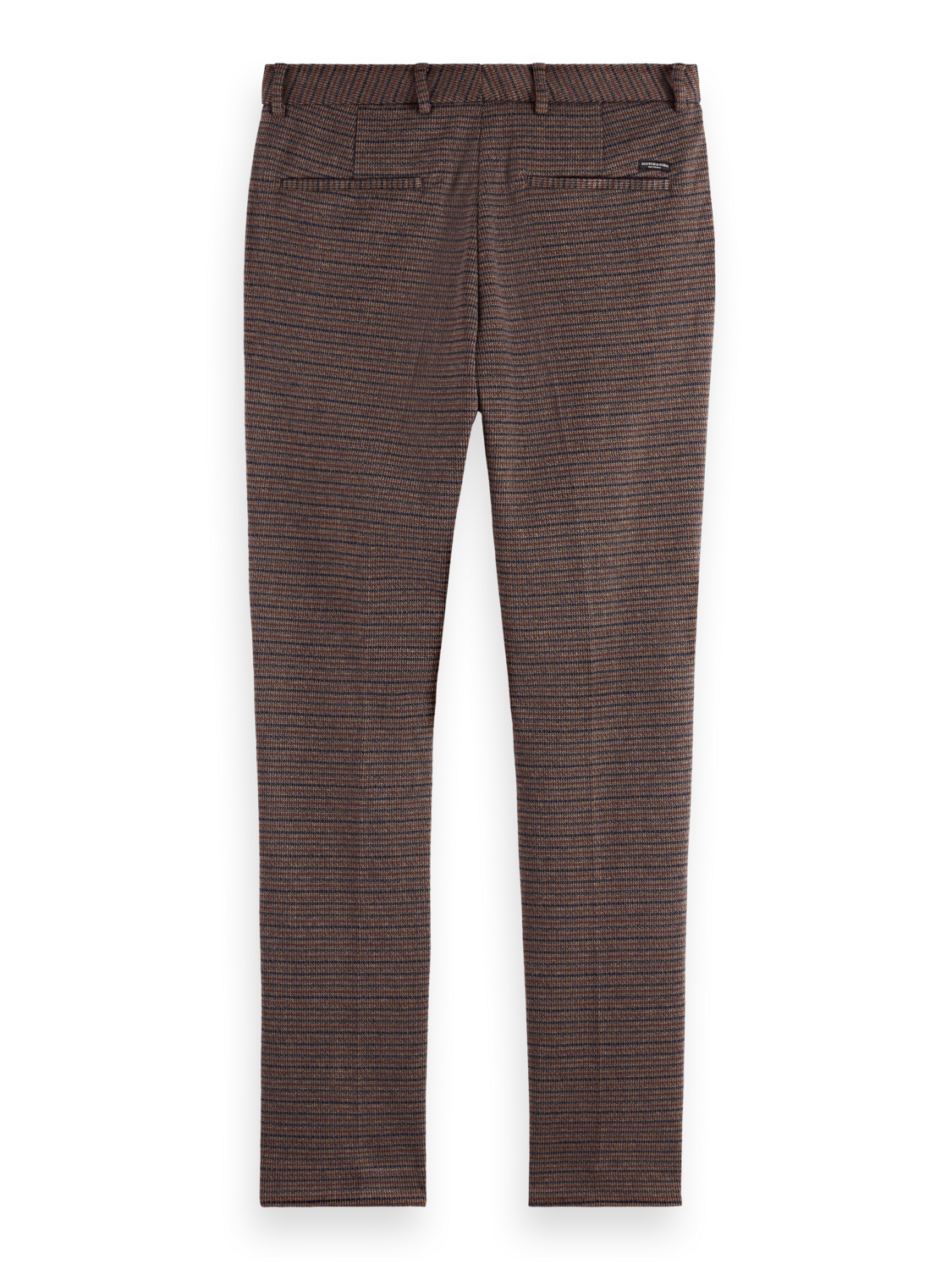 

Mott - Knitted Slim Fit Chino, Brown check patchwork