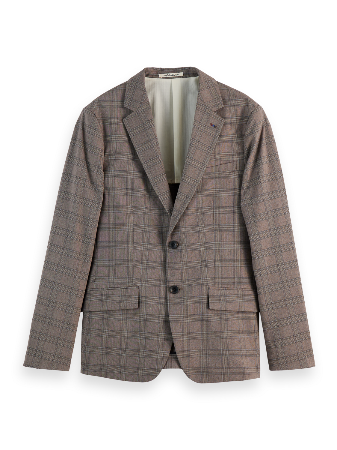 

Single Breasted Yarn-Dyed Blazer, Brown check patchwork