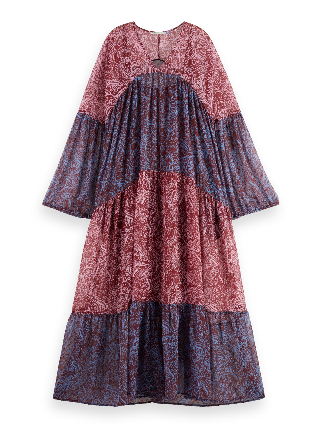 

Printed Fil Coupe Maxi Dress, Blue mountain paisley mix